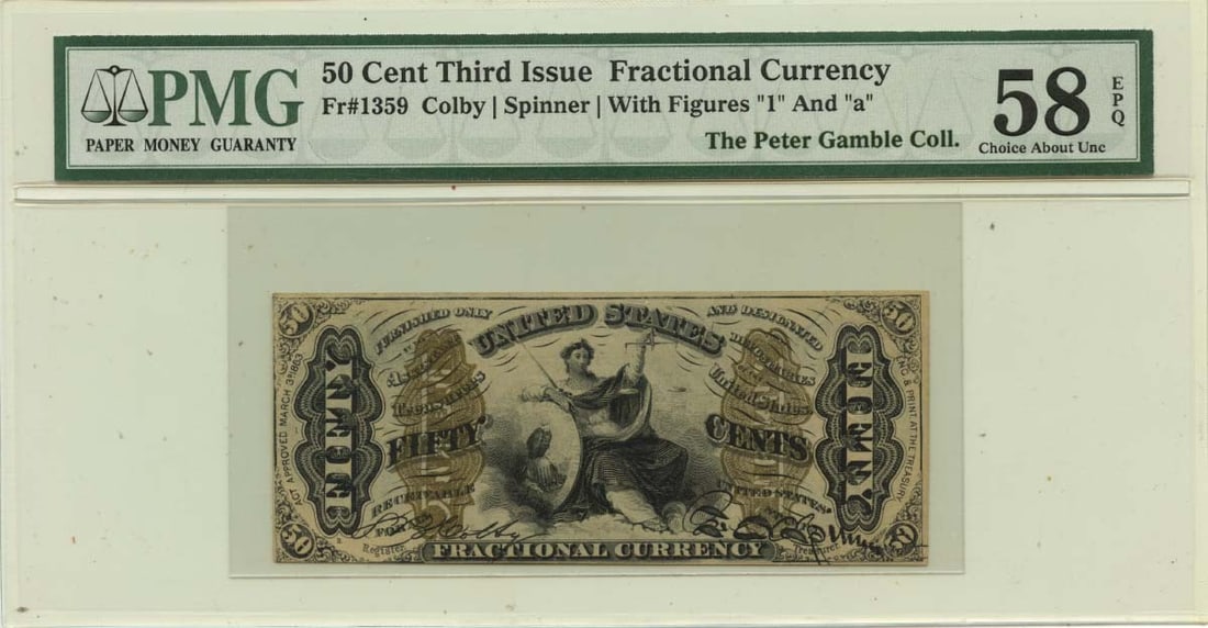 PMG AU58 Fractional Currency 50 Cents FR#1359 EPQ (1 of 2)