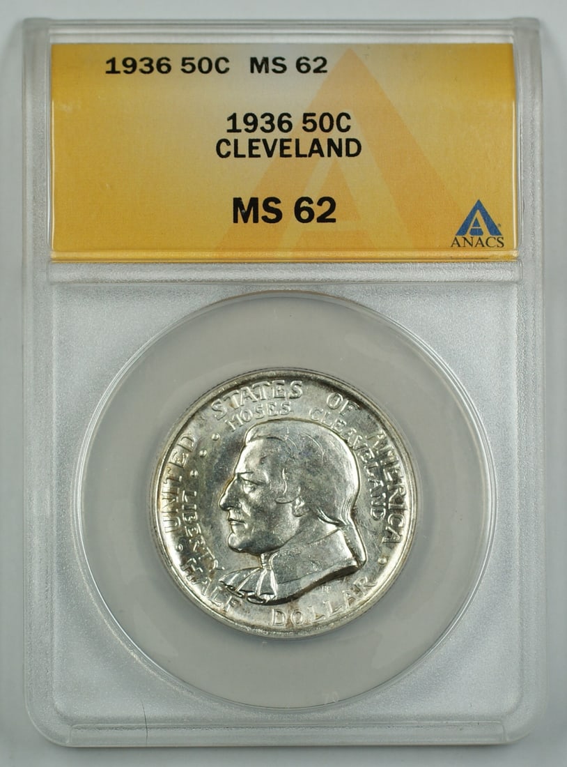 1936 Cleveland Silver Half Dollar Commemorative Coin ANACS MS 62 (1 of 2)