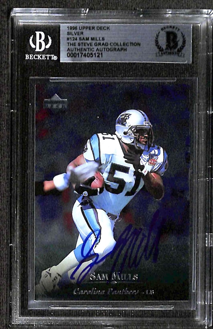 Sam Mills Signed 1996 Upper Deck Silver #124 Card Beckett Authenticated (1 of 1)