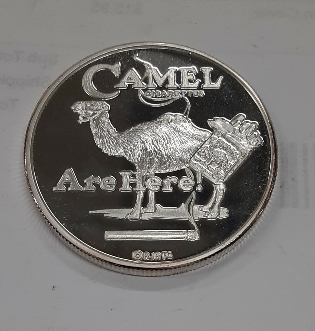RJ Reynolds Camels Are Here 1 Oz Silver Commemorative Round (1 of 3)
