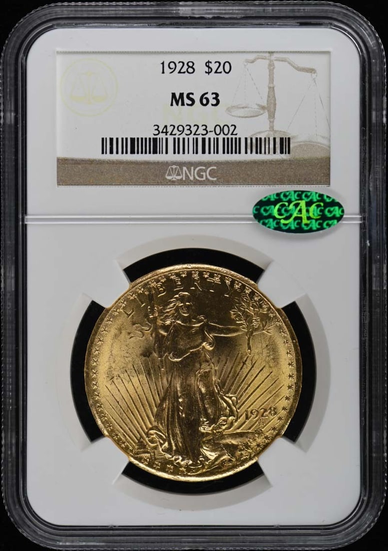 1928 Saint-Gaudens $20 Coin NGC MS63 CAC Certified (1 of 2)
