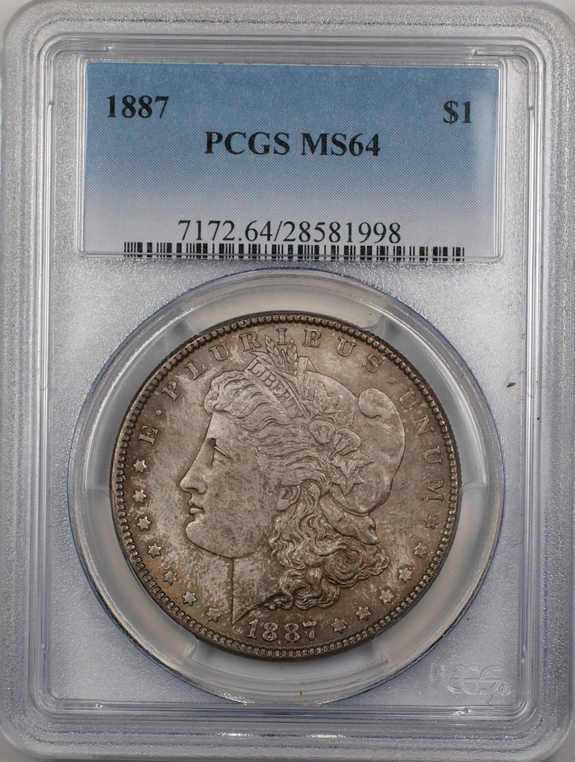 1887 Morgan Silver Dollar Coin PCGS MS64 Toned Uncirculated (1 of 2)