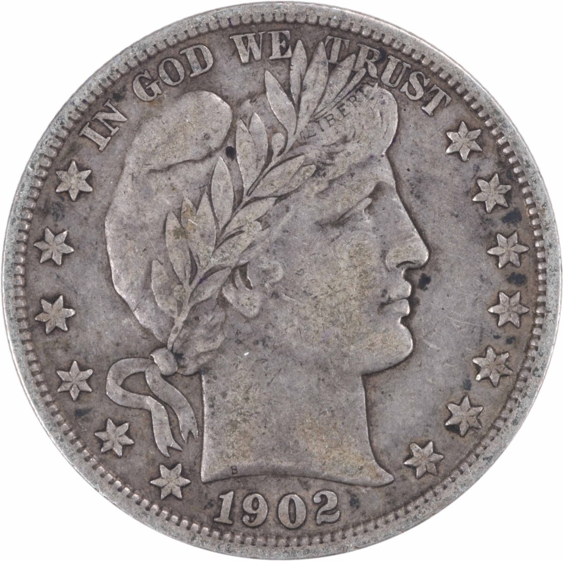 1902-S Barber Half Dollar 50C Uncertified 90% Silver Coin (1 of 2)