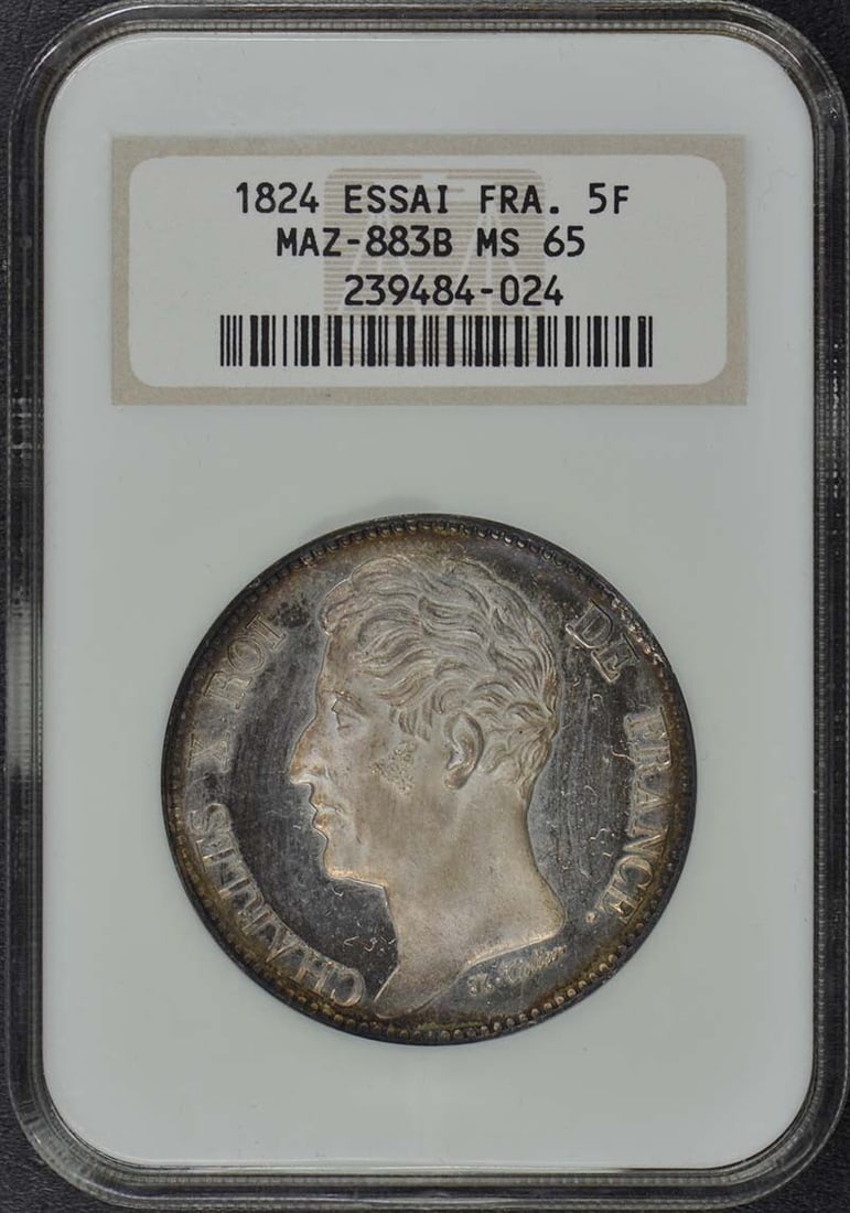 1824 ESSAI FRANCE 5 Franc Coin NGC MS65 Uncirculated (1 of 3)