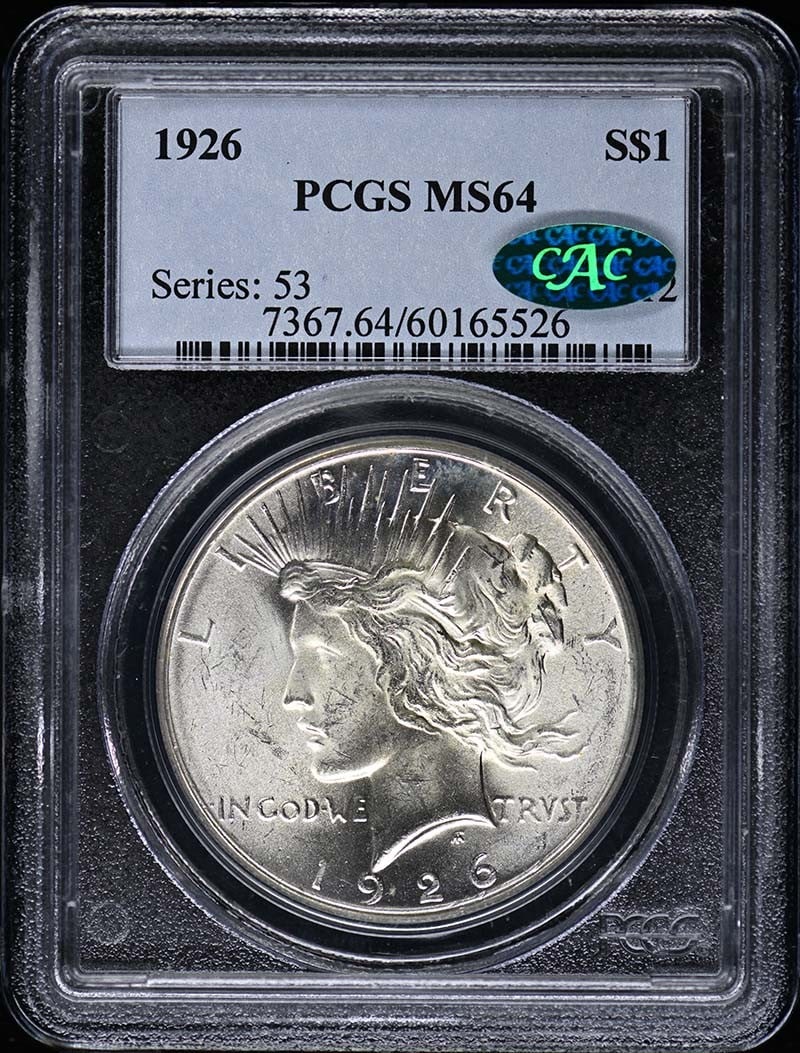 1926 Peace Dollar PCGS MS64 CAC Certified Uncirculated (1 of 2)