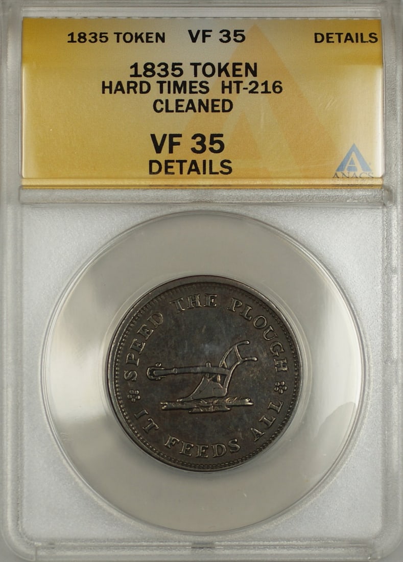 1835 Hard Times Token Walsh's Store Lansingburgh NY ANACS VF 35 (1 of 2)