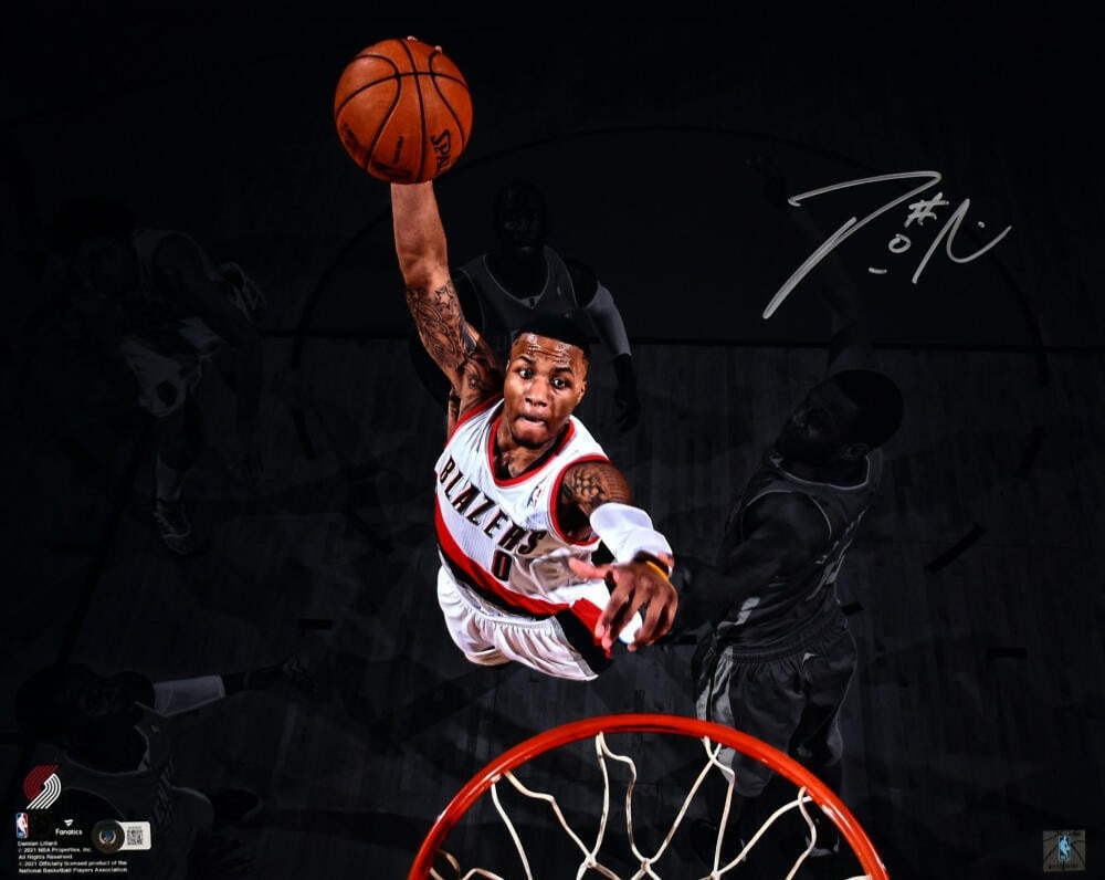 Damian Lillard Signed 16x20 Trail Blazers Dunk Photo Beckett Authenticated (1 of 10)