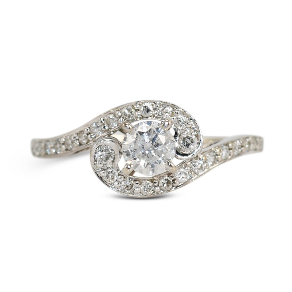 14k White Gold Diamond Engagement Ring 0.35tdw Size 4.5 (1 of 9)