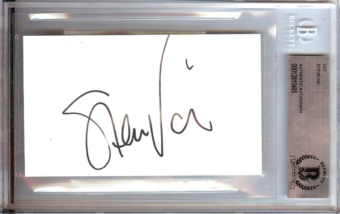 Steve Vai Autographed 3X5 Index Card Beckett Authenticated Music Memorabilia (1 of 1)