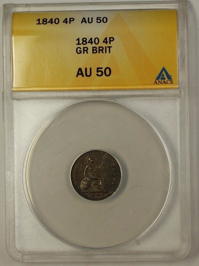 1840 Great Britain Groat Four Pence Silver Coin ANACS AU 50 (1 of 2)