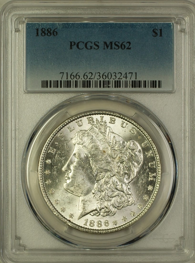 1886 Morgan Silver Dollar $1 PCGS MS62 Uncirculated Coin (1 of 2)
