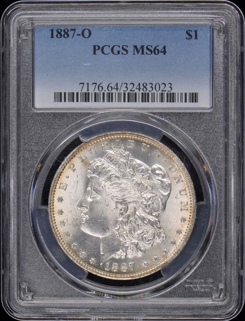 1887-O Morgan Dollar PCGS MS64 Uncirculated New Orleans Coin: 1887-O Morgan Dollar PCGS MS64 Uncirculated New Orleans Coin This 1887-O Morgan Dollar is a stunning example of American numismatic history, certified by PCGS with a grade of MS64. Struck in New Orlea
