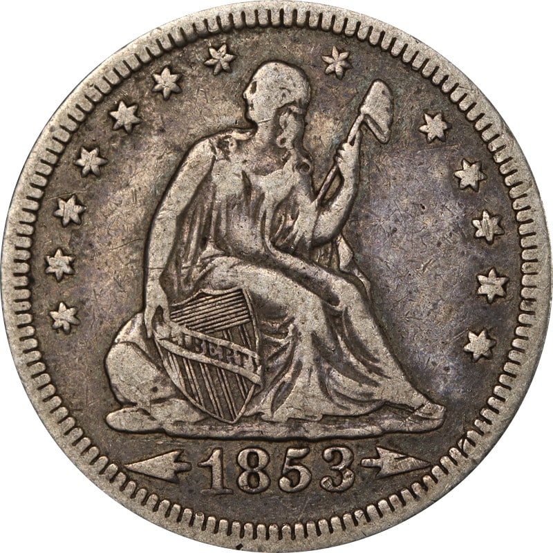 1853-P Seated Liberty Quarter Silver Arrows Rays (1 of 2)
