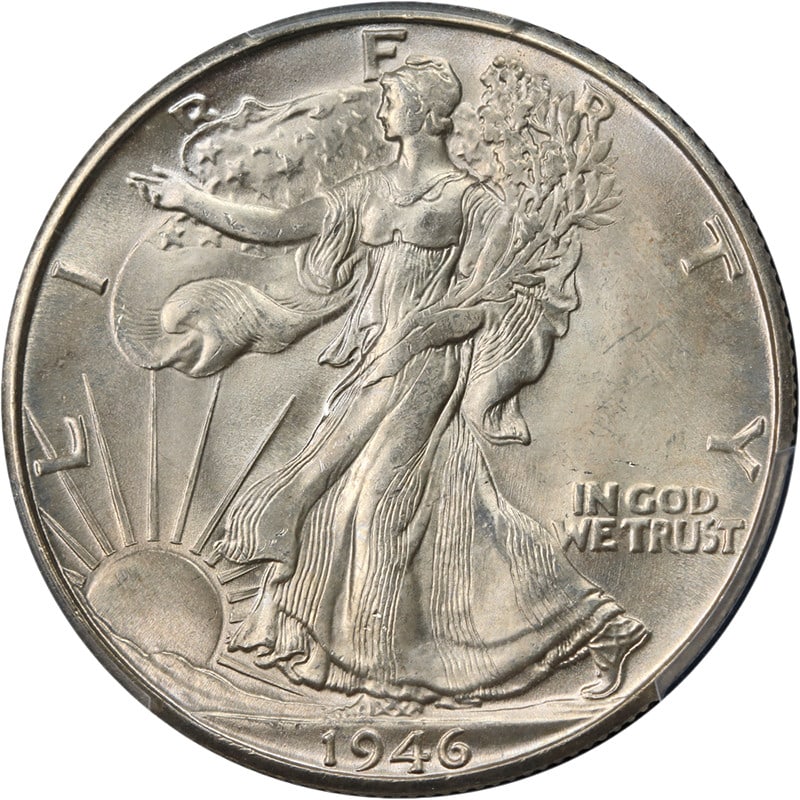 1946-D Walking Liberty Half PCGS MS66 Silver Coin with Strong Strike (1 of 4)
