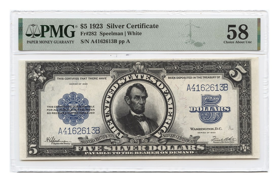 1923 $5 Silver Certificate PMG AU58 Speelman White Signature (1 of 2)