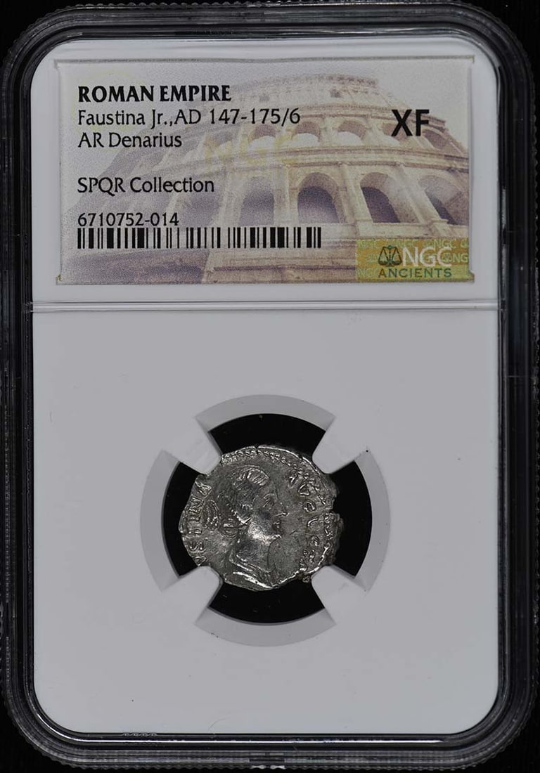 Faustina Jr. Ancient Roman AR Denarius NGC XF40 Certified Coin (1 of 2)