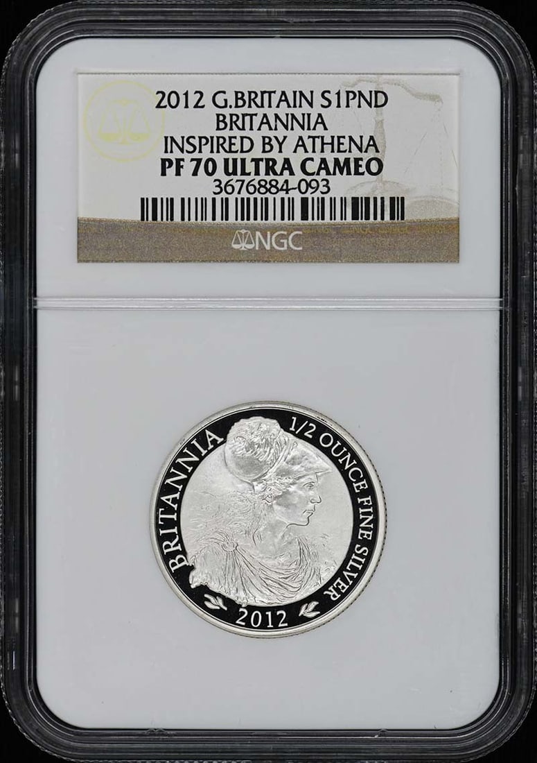 2012 Great Britain Britannia Silver Coin NGC PR70 DCAM: 2012 Great Britain Britannia Silver Coin NGC PR70 DCAM This stunning 2012 Great Britain Britannia coin is graded PR70 by NGC, ensuring its exceptional quality and pristine condition. This uncirculated
