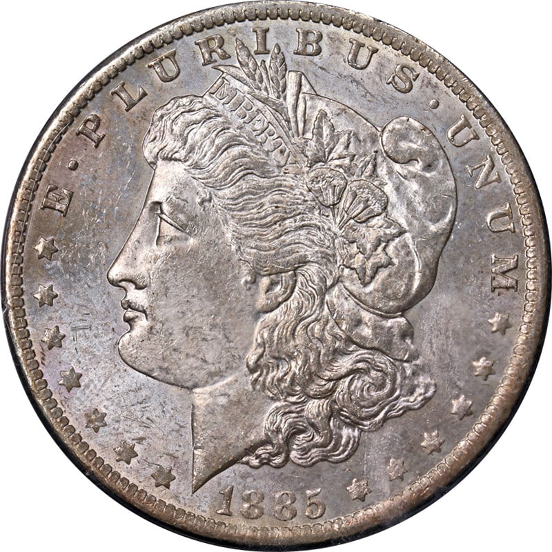 1885-O Morgan Silver Dollar PCGS MS63 PL Rattler Holder Silver Coin (1 of 4)