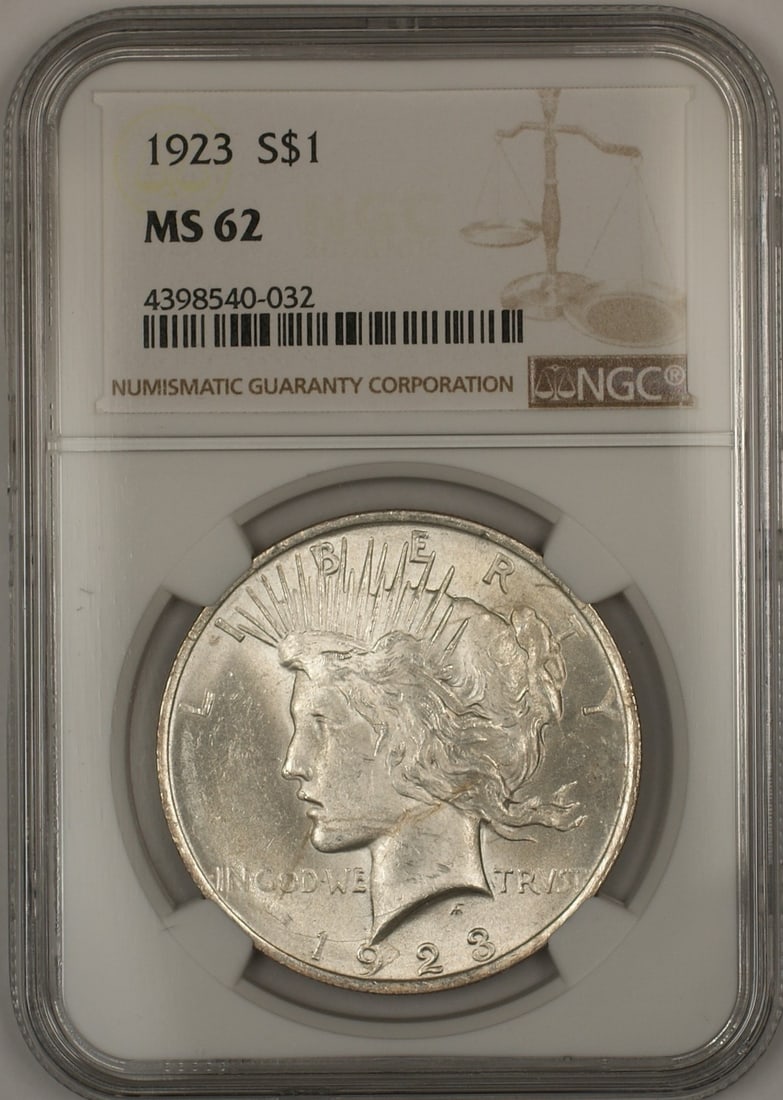1923 Silver Peace Dollar PCGS MS62 Philadelphia Uncirculated Coin (1 of 2)