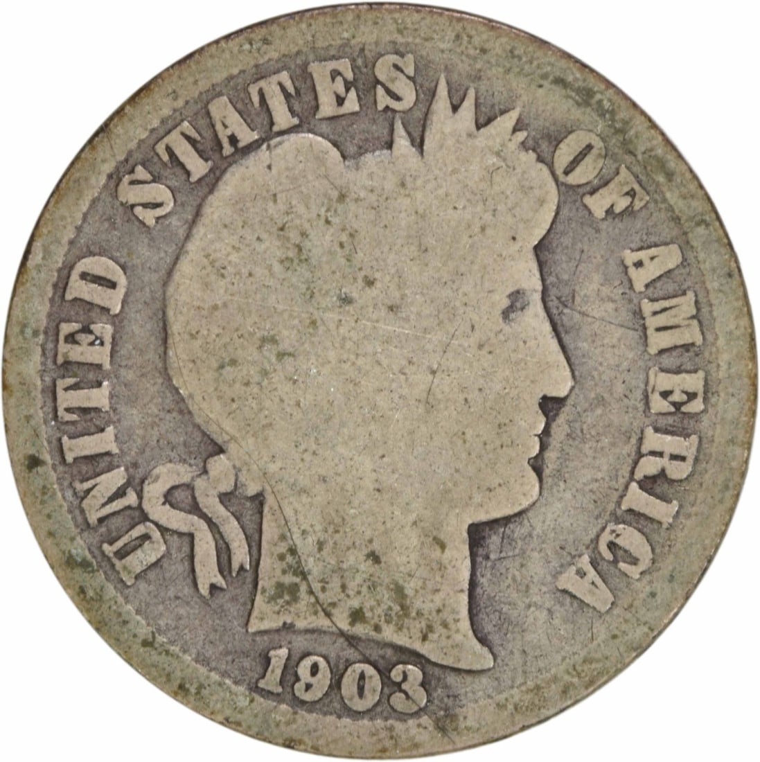 1903-S Barber Dime 10C Circulated 90% Silver Uncertified (1 of 2)