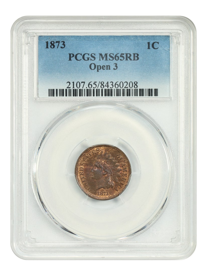 PCGS MS65RB 1873 Indian Cent Open 3 Variety Uncirculated (1 of 4)