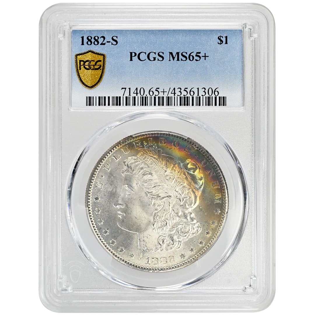 1882-S Morgan Dollar PCGS MS65+ Rare Rainbow Toning Coin (1 of 4)
