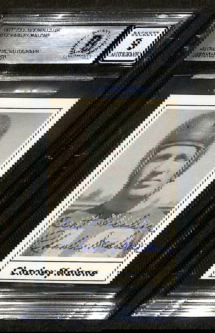 Charley Malone Signed 1977 Touchdown Club Card Grade 9 Beckett (1 of 1)