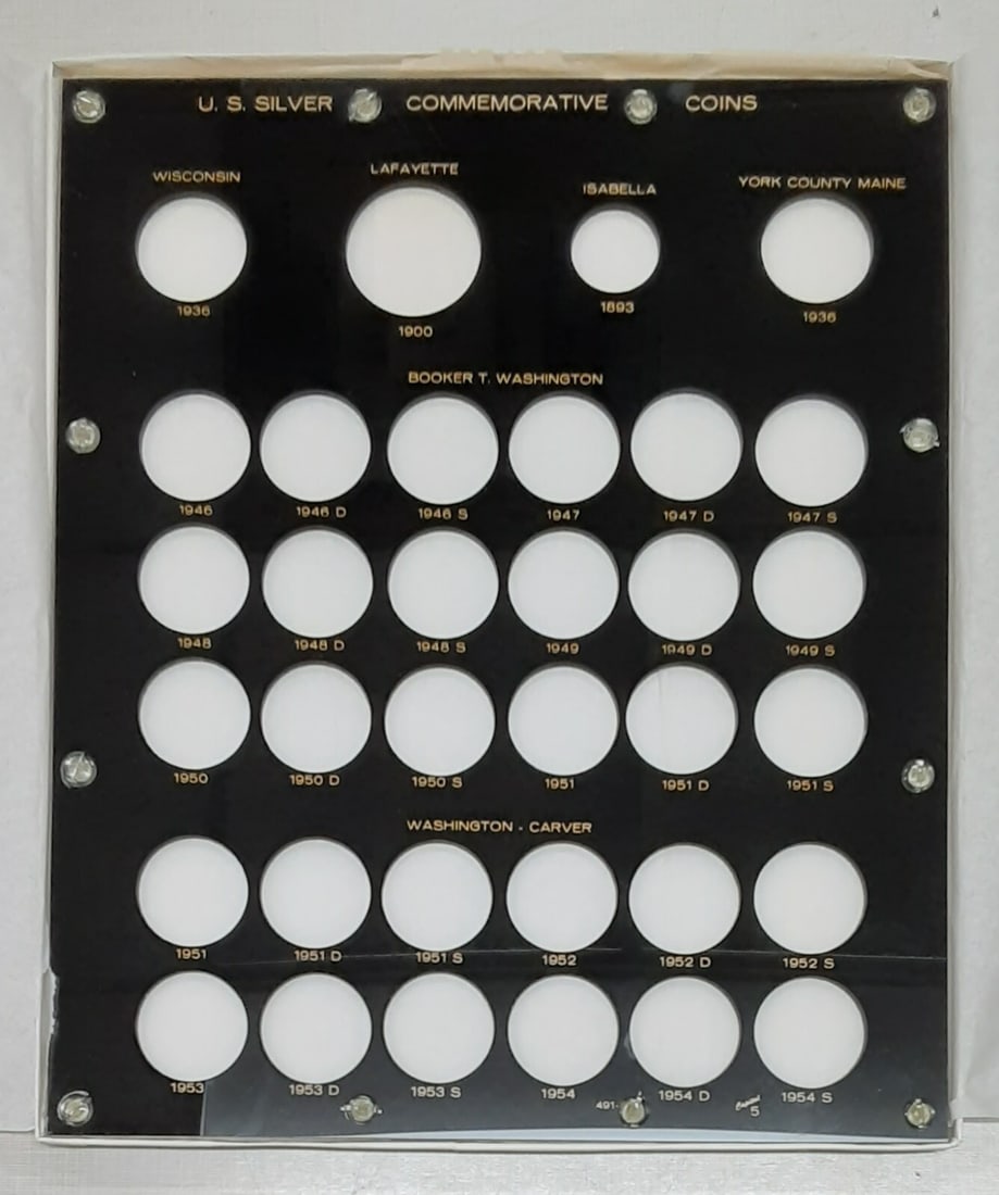Capital Plastics 5 Black Holders for US Silver Commemorative Coins 1892-1954 (1 of 6)