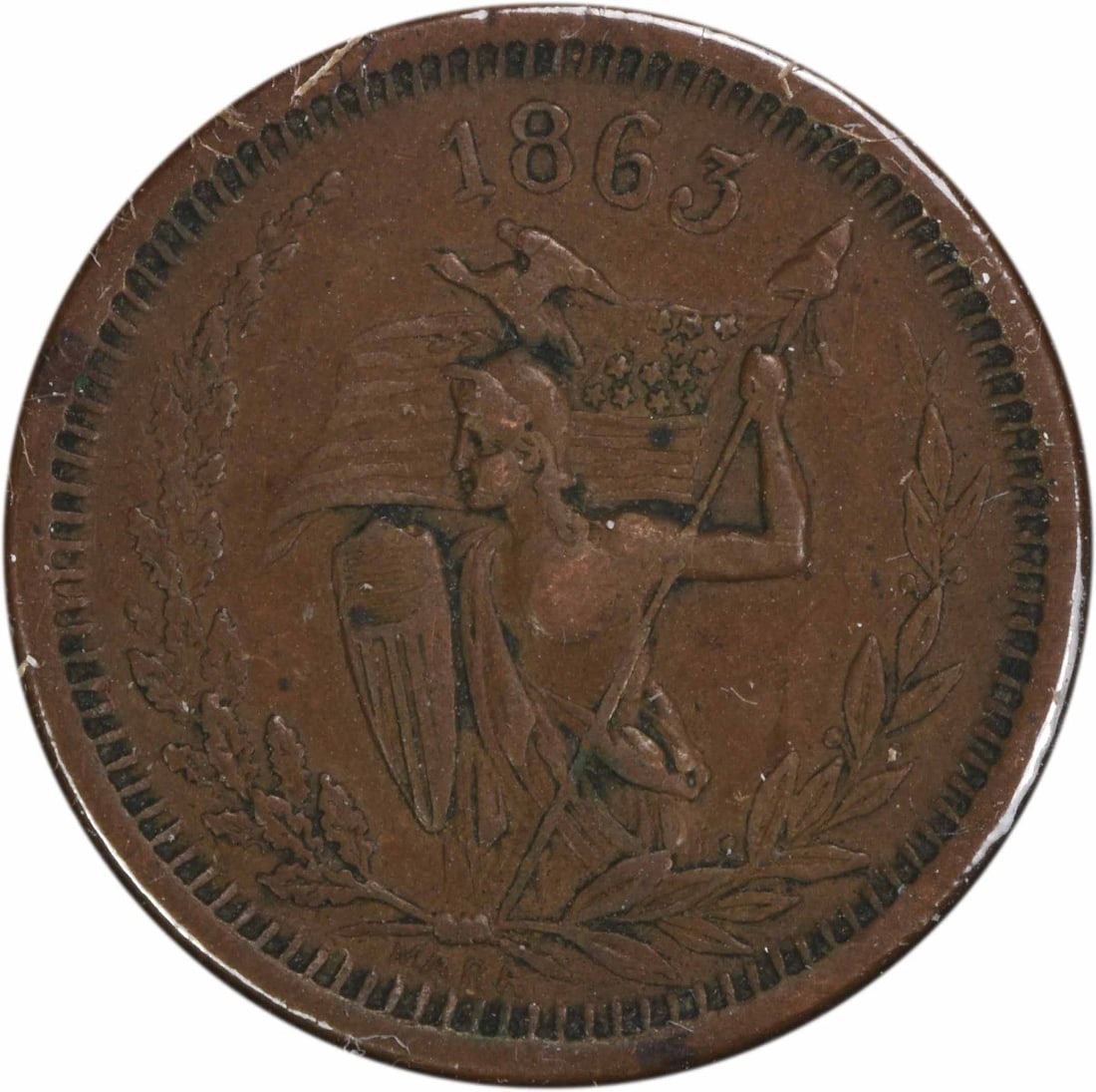 1863 Erhardt & Raps Civil War Token Store Card WI-700-F EF Uncertified (1 of 2)