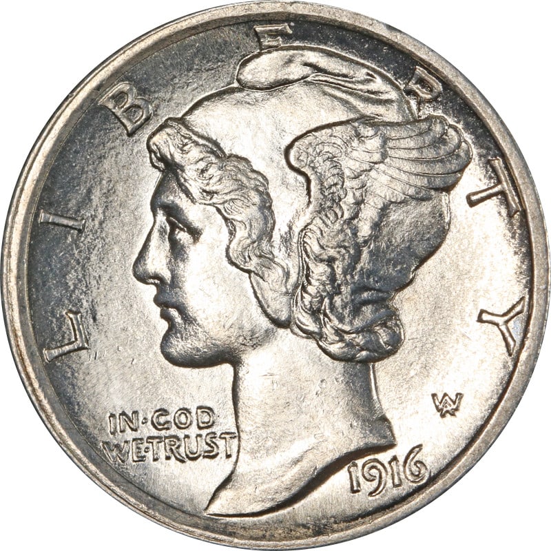 1916 Philadelphia Mercury Dime Silver FSB Example (1 of 2)