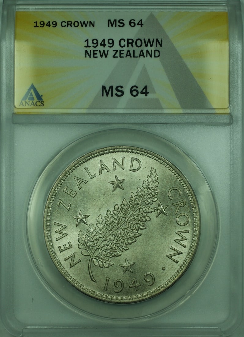 1949 New Zealand ANACS MS 64 Commemorative Silver Crown Coin KM#4 (1 of 2)