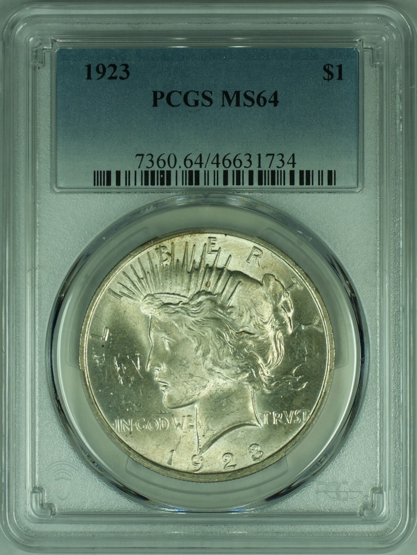 1923 Peace Silver Dollar Coin PCGS MS-64 Uncirculated (1 of 2)