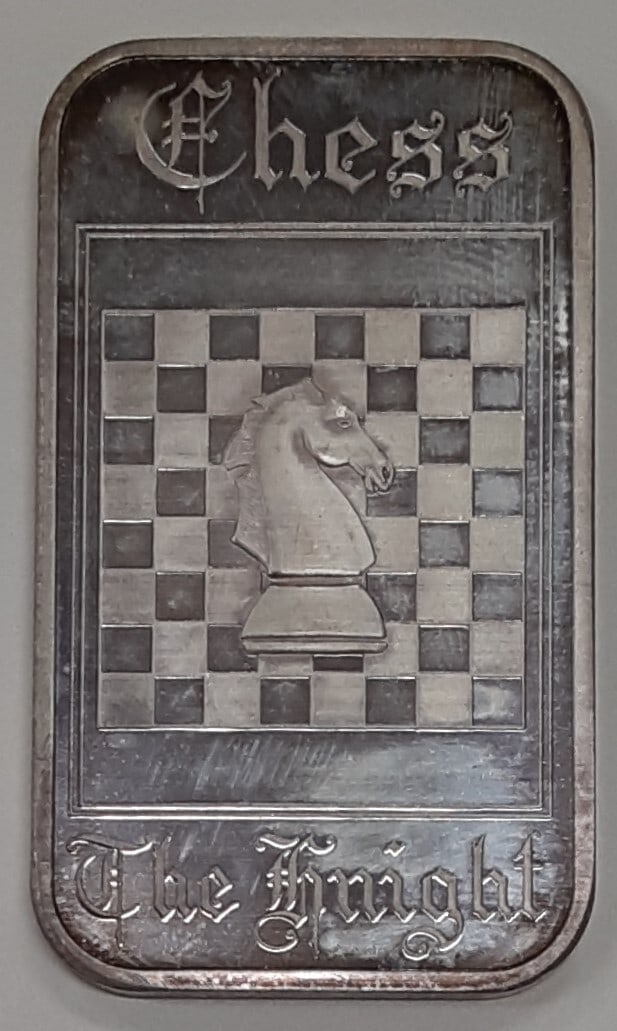 Madison Mint 1 Ounce .999 Silver Bar Chessboard Knight SB43 (1 of 2)