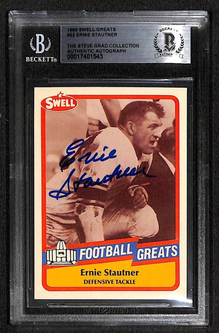 Ernie Stautner Signed 1989 Swell Greats #52 Card Beckett Authenticated (1 of 1)