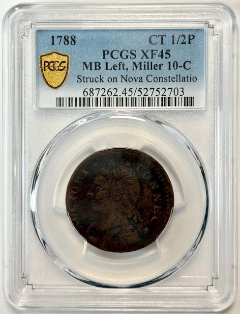 1788 Connecticut Copper PCGS XF-45 BN Mailed Bust Left (1 of 3)
