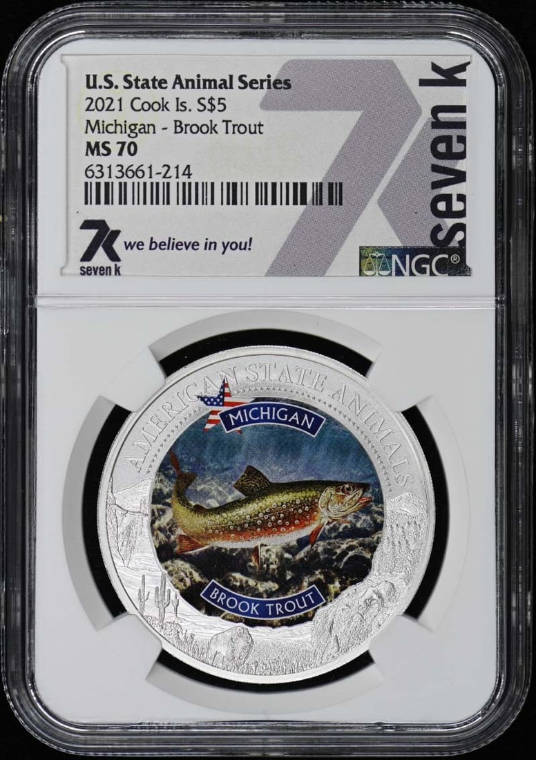2021 Cook Islands Brook Trout S$5 Coin NGC MS70 Uncirculated (1 of 2)
