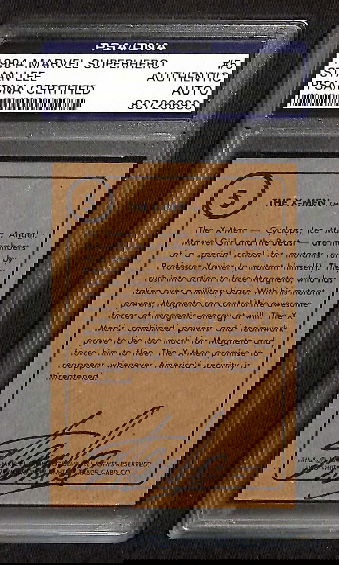 1984 Marvel X-Men Card #5 Stan Lee Signed PSA/DNA Authentic (1 of 1)