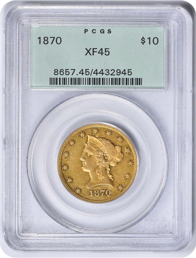1870 $10 Gold Liberty Head Coin PCGS EF45 Philadelphia (1 of 4)