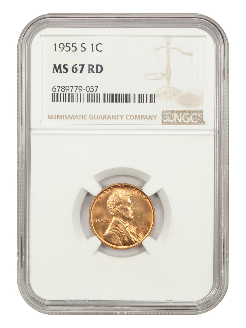 1955-S Lincoln Cent NGC MS67RD Wheat Reverse Uncirculated (1 of 4)