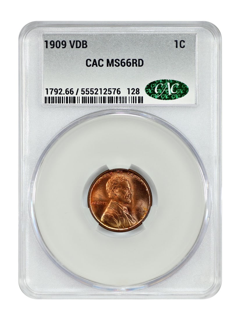 1909 VDB Lincoln Cent 1C CACG MS66RD Wheat Reverse (1 of 4)