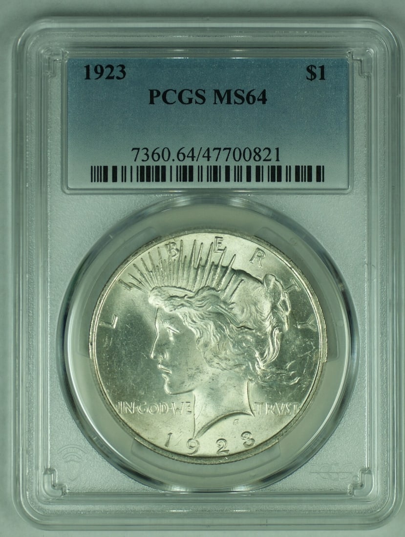 1923 Peace Silver Dollar Coin PCGS MS 64 Uncirculated (1 of 2)