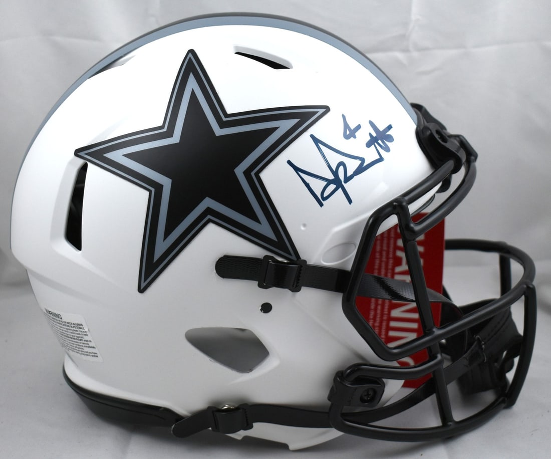 Dak Prescott Signed Dallas Cowboys Lunar Speed Helmet Beckett Authenticated (1 of 5)