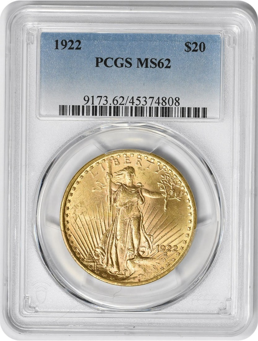 1922 $20 Gold St. Gaudens Coin MS62 PCGS Uncirculated (1 of 4)