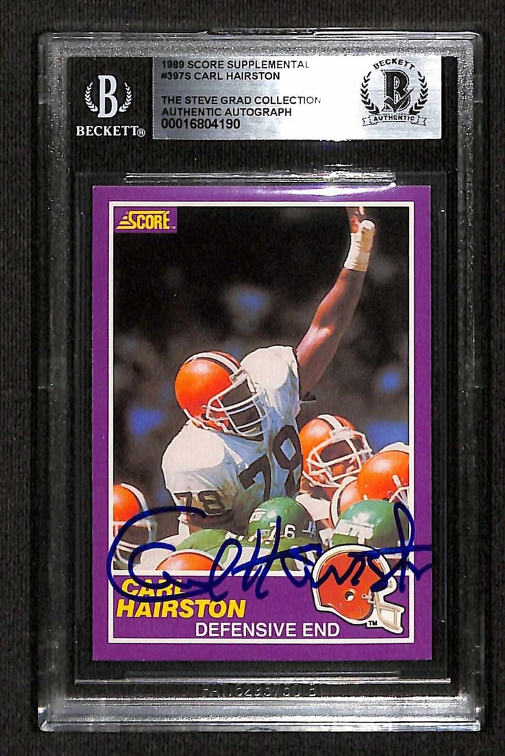 Carl Hairston Signed 1989 Score Supplemental #397S Card Beckett Authenticated: Carl Hairston Signed 1989 Score Supplemental #397S Card Beckett Authenticated This is an authentic autographed 1989 Score Supplemental #397S sports trading card featuring Carl Hairston, a Defensive En