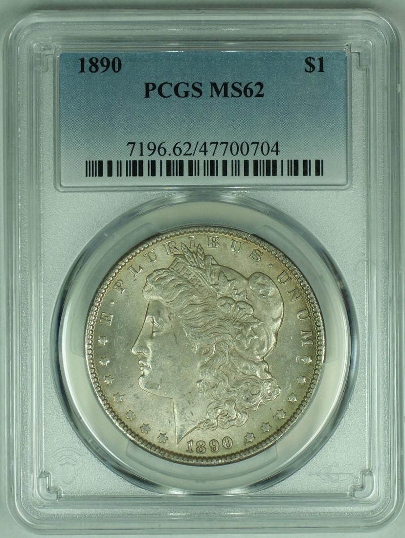 1890 Morgan Silver Dollar Coin PCGS MS 62 Uncirculated (1 of 2)
