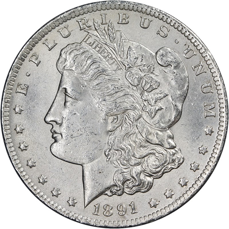 Spitting Eagle 1891-CC Morgan Dollar Brilliant Uncirculated Silver Coin (1 of 2)