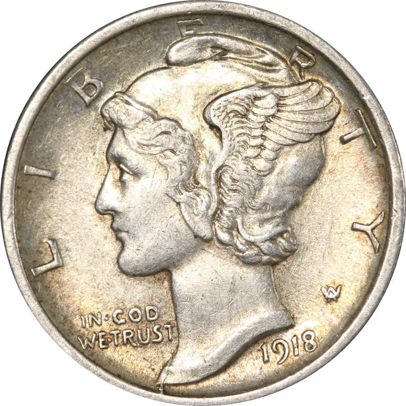 1918-D Mercury Dime Silver Choice Plus Circulated (1 of 2)