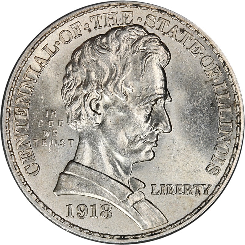 1918 Lincoln Commemorative Half Dollar BU+ Blast White Silver Coin (1 of 2)