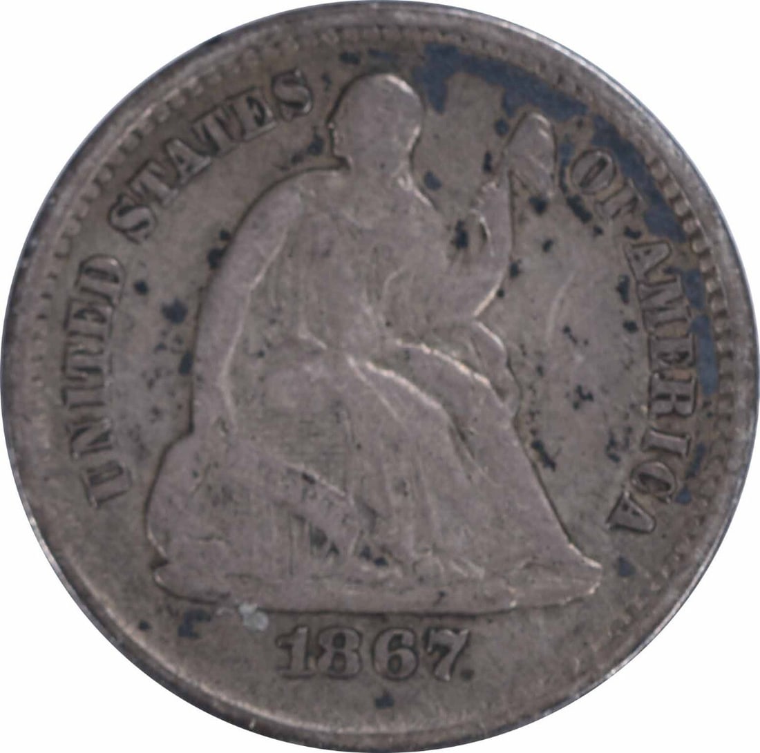 1867-S Liberty Seated Half Dime 90% Silver San Francisco Coin: 1867-S Liberty Seated Half Dime 90% Silver San Francisco Coin This 1867-S Liberty Seated Silver Half Dime features a classic design by James Barton Longacre. Struck at the San Francisco Mint, this coi