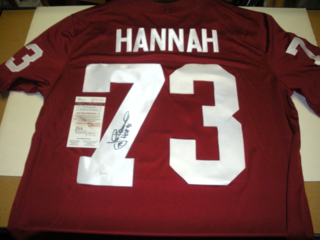 John Hannah Signed Alabama Crimson Tide Nike Jersey JSA COA: John Hannah Signed Alabama Crimson Tide Nike Jersey JSA COA Showcase your team spirit with this officially licensed Nike jersey signed by John Hannah, a legendary figure in Alabama Crimson Tide footba